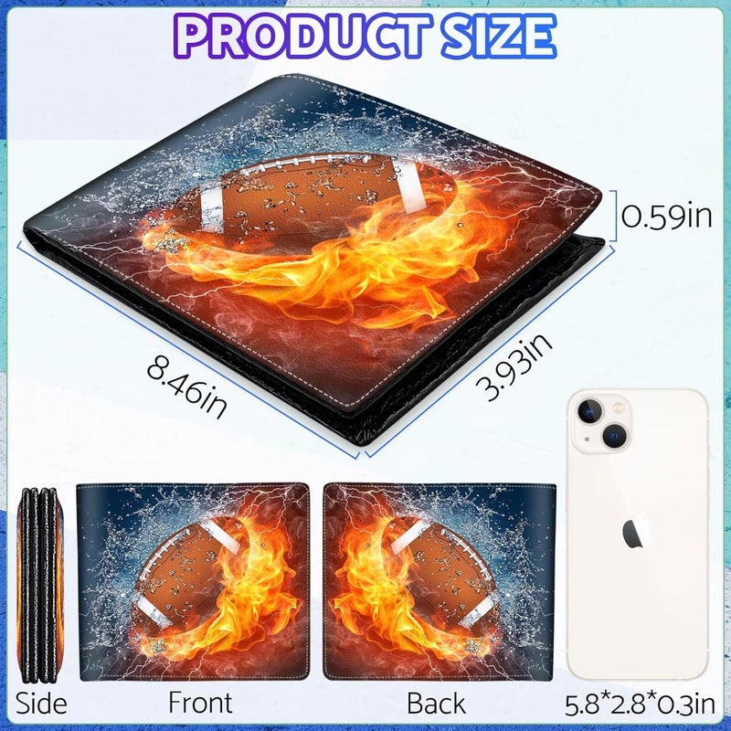 ZHIMEBYE Boys Wallet for Kids, Cool Kids Wallet for Boys Ages 8-10 9-12 11-15, Funny Football Leather Bifold Rfid Blocking, Coin Pocket Id Window for Teen Men Youth Guys Birthday Christmas Gifts - Image 2